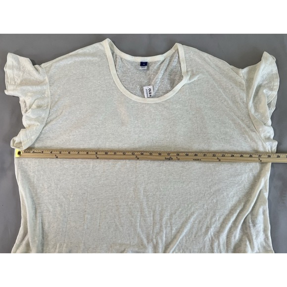 Old Navy Linen Top Women's 2X Semi Sheer Ruffled Short Sleeve Scoop Neck New - Picture 6 of 10